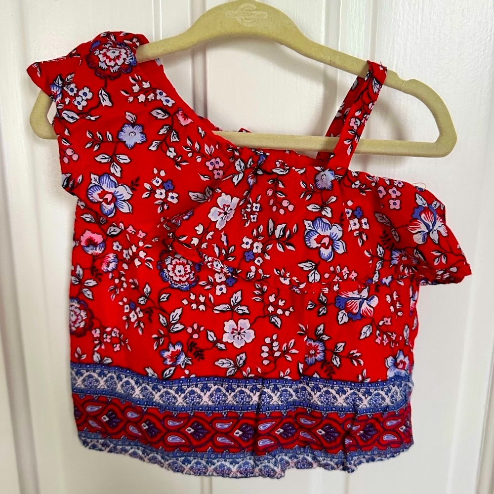 EUC Janie and Jack red floral top